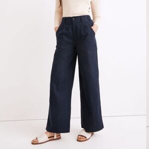 Madewell Cotton-Linen Pleated Wide-Leg Pants Size 2